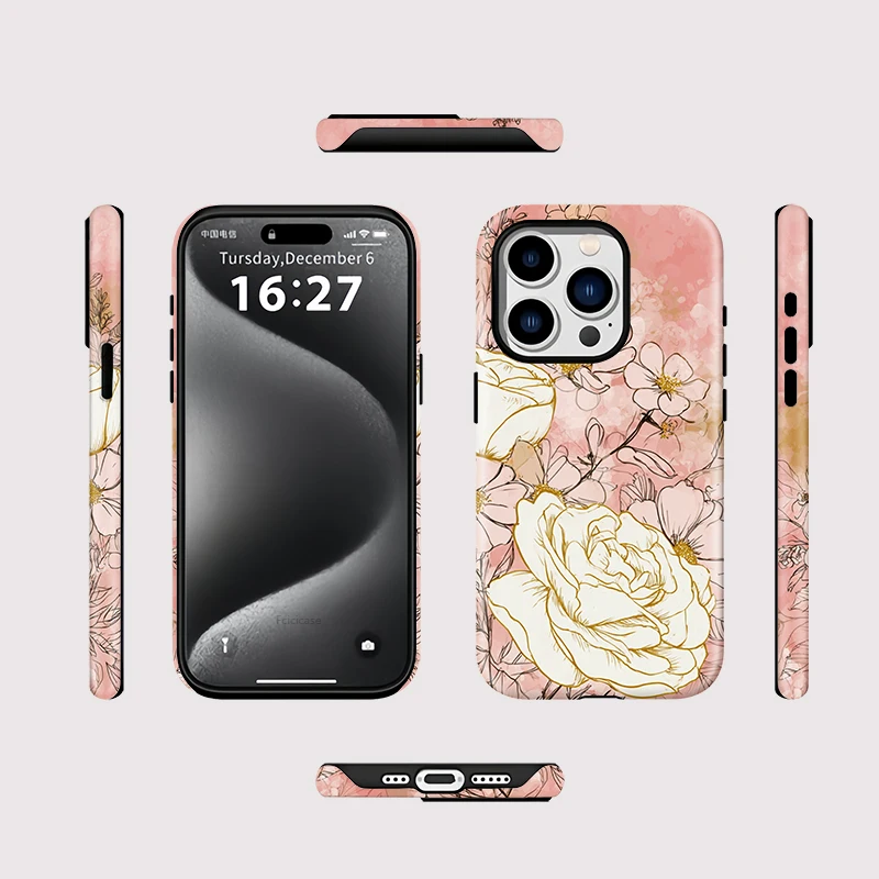 Flower Pattern Shockproof Case iPhone 16 - View 2