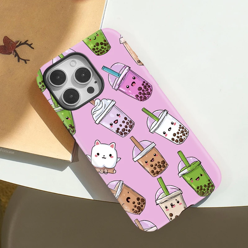 Cat Milk Tea Acrylic Case iPhone 16 - View 3