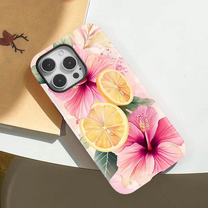 Luxury Flower Orange Shockproof Case iPhone 16 Pro Max - View 3