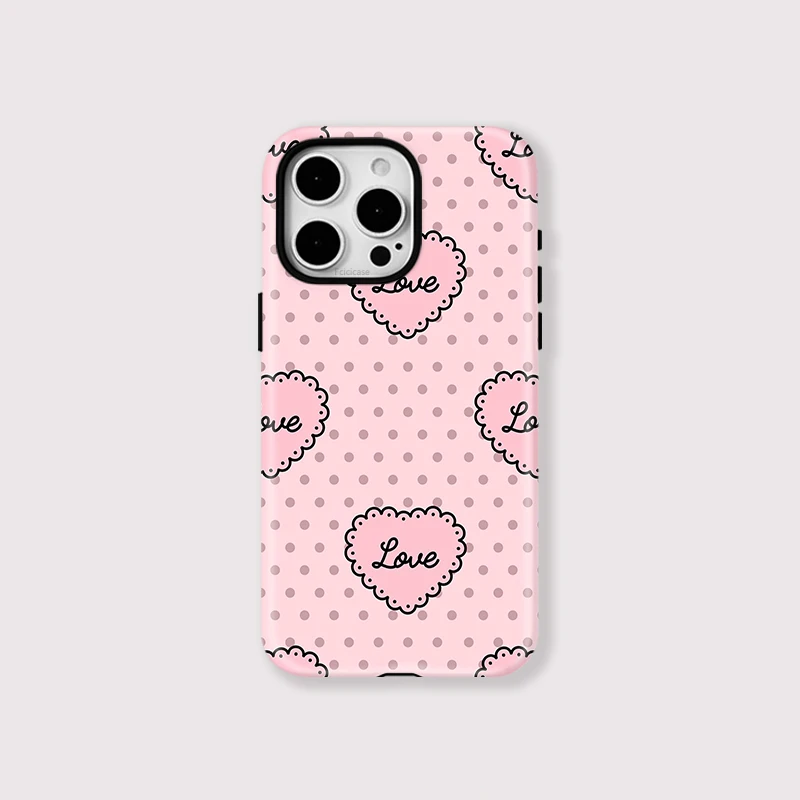 Love Heart Circular Dots 2-in-1 Case iPhone 15 Pro Max - View 1