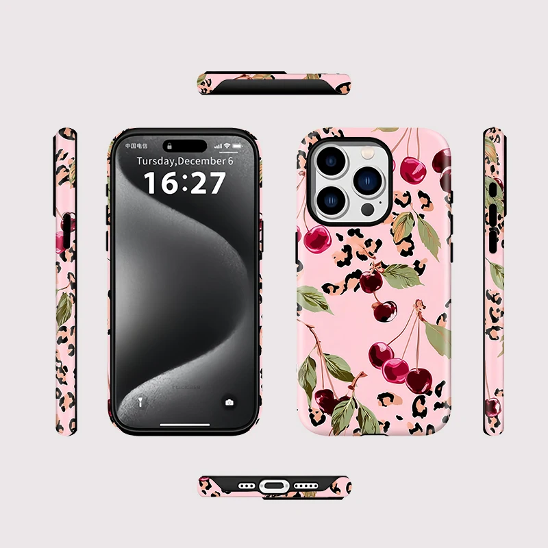 Fashion Cherry Pattern Magnetic Case iPhone 16 Pro Max - View 2