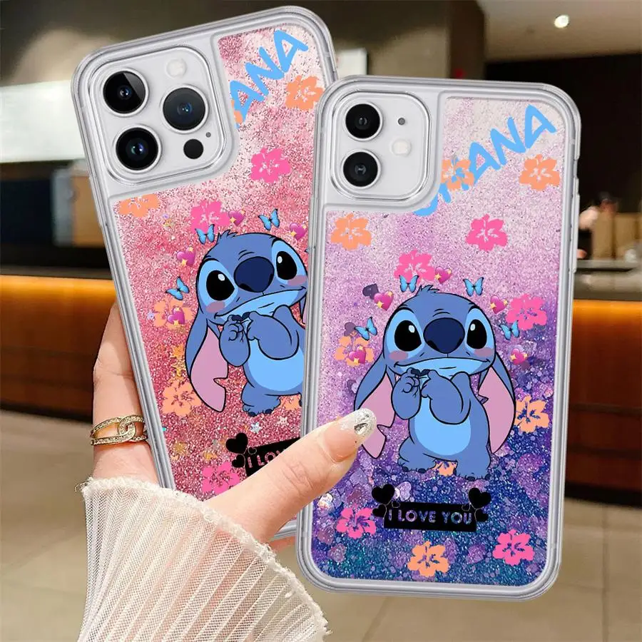 Disney Stitch Glitter Case iPhone 16 Pro Max - Front View