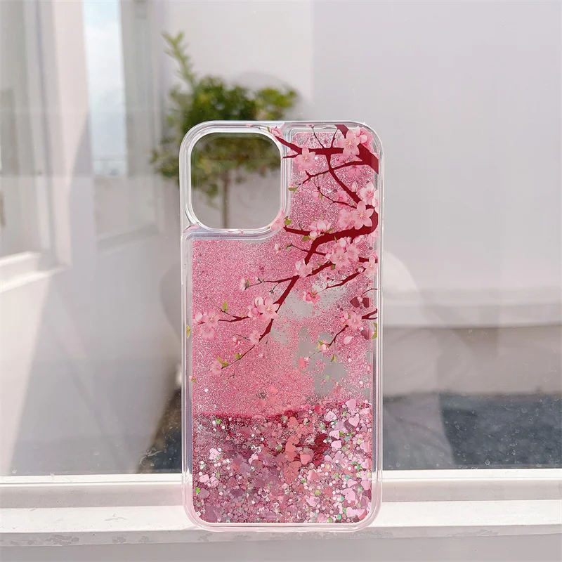 Peach Glitter Quicksand Case iPhone 16 Pro Max