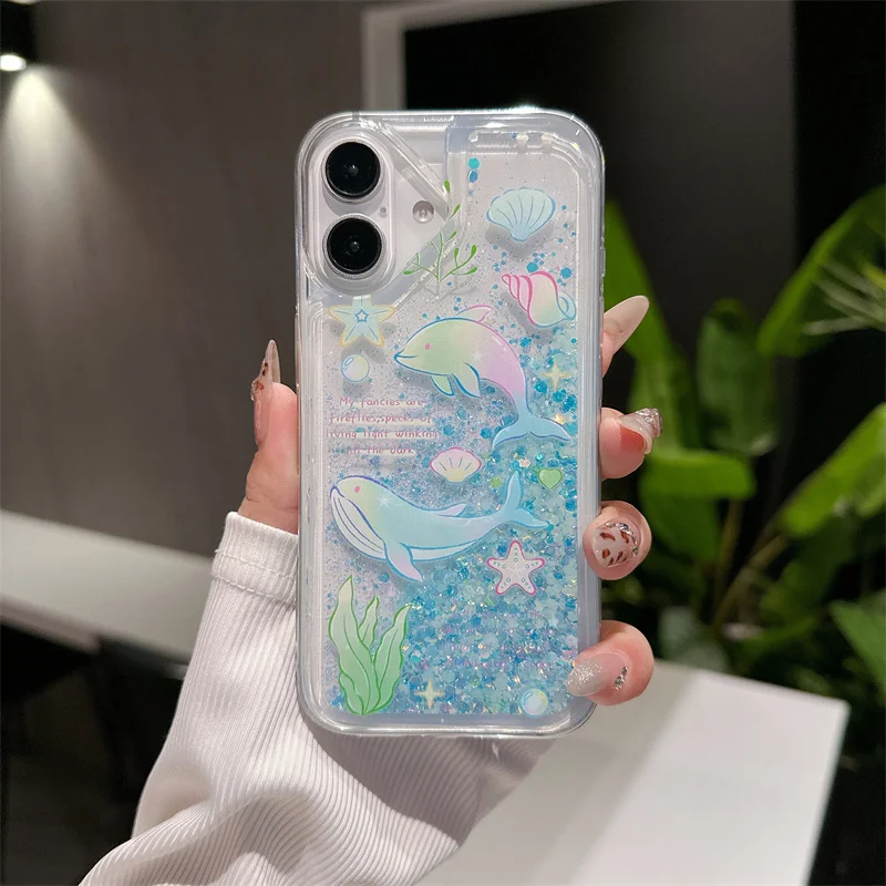 Dolphin Quicksand Case for iPhone 16 Pro Max - Back View