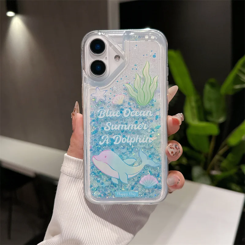 Dolphin Quicksand Case for iPhone 16 Pro Max - Side View
